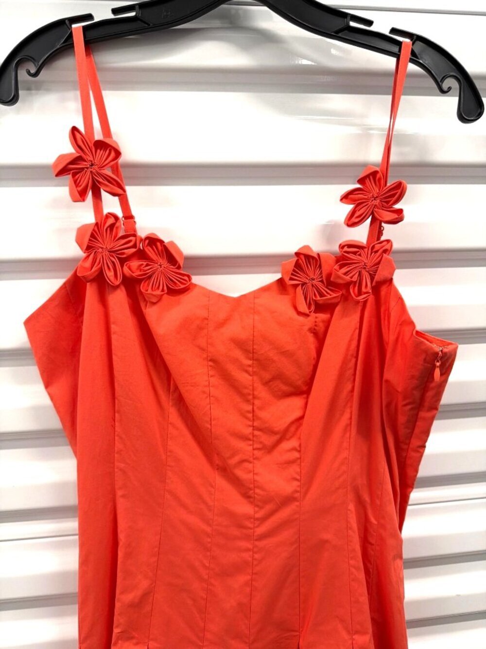 Rebecca Taylor Priya Poplin Midi Dress Coral Womens Size 10 - Picture 6 of 10